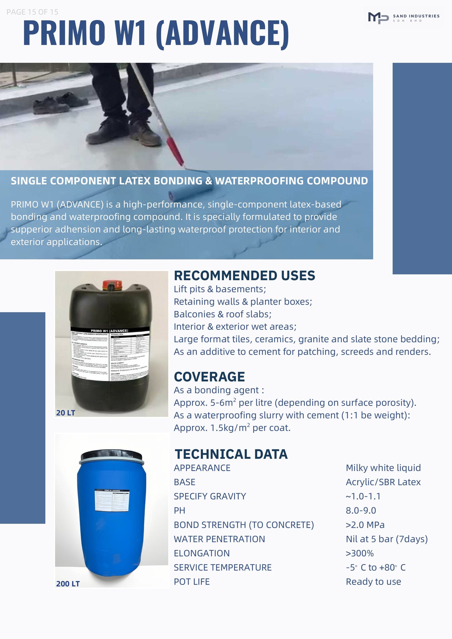 W1 (ADVANCE) CEMENT STRENGTHENER PRIMO 20L